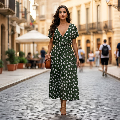 Loreto - Green Cirque Polyester Crepe Woven Fabric