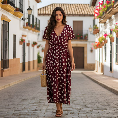 Loreto - Burgundy Red Cirque Polyester Crepe Woven Fabric