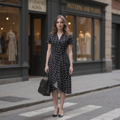 Linz - Ecru on Black Scribble Viscose Woven Twill Fabric