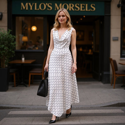 Linz - Black on Ecru Scribble Viscose Woven Twill Fabric Sample