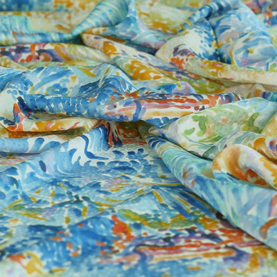 Adria - Bright Pastel Island Life Satin Jacquard Woven Fabric