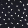 Alton - Navy Swallows Stretch Scuba Crepe Fabric Main Image from Patternsandplains.com