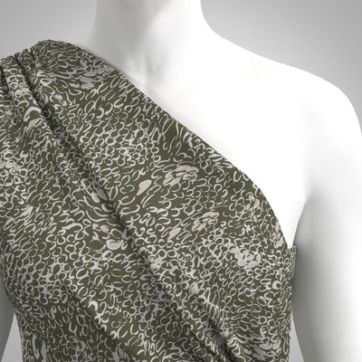 Antibes - Pickle Green Dapple Cotton Elastane Stretch Sateen Woven Fabric