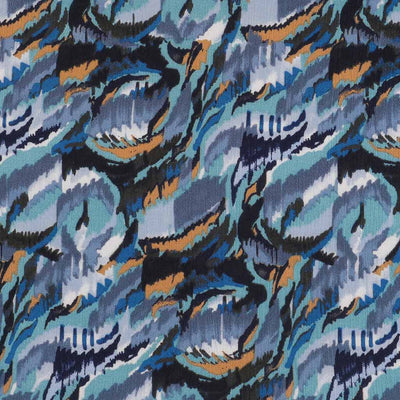 Avignon - Teal Blue Storm Viscose Crinkle Woven Fabric