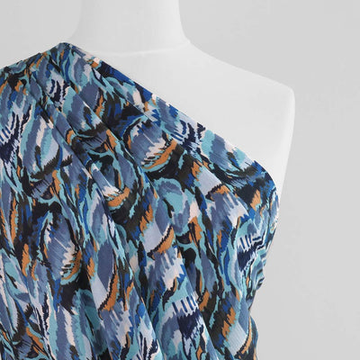 Avignon - Teal Blue Storm Viscose Crinkle Woven Fabric