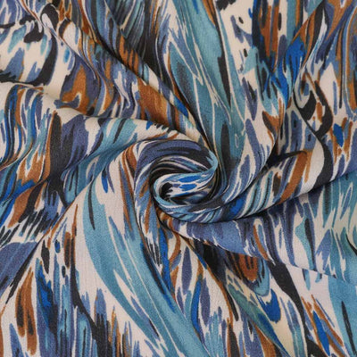 Avignon - Teal Blue Swish Viscose Crinkle Woven Fabric