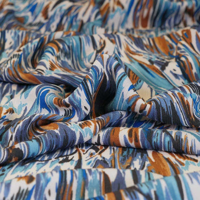 Avignon - Teal Blue Swish Viscose Crinkle Woven Fabric