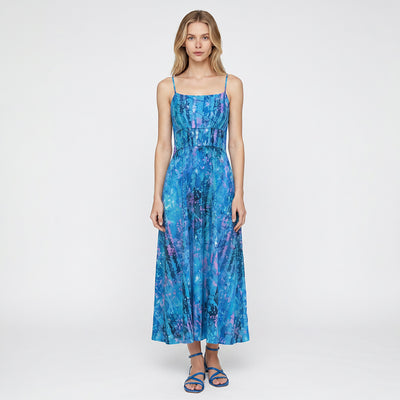 Bali - Aqua Blue Birch Trees Batik Printed Woven Fabric