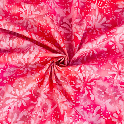 Bali - Grenadine Pink Star Burst Batik Printed Woven Fabric