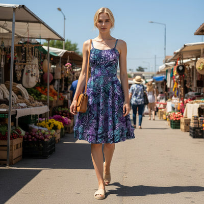 Bali - Purple Frond Batik Printed Woven Fabric