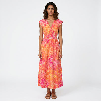Bali - Sunset Orange Confetti Batik Printed Woven Fabric