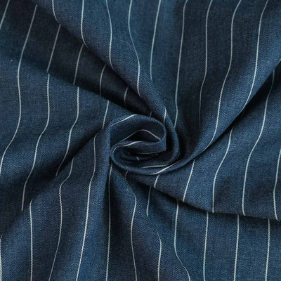 Broadway - Dark Jeans Jacquard Stripe Woven Twill Fabric