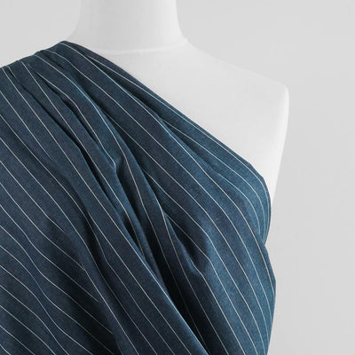 Broadway - Dark Jeans Jacquard Stripe Woven Twill Fabric