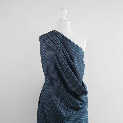 Broadway - Dark Jeans Jacquard Stripe Woven Twill Fabric