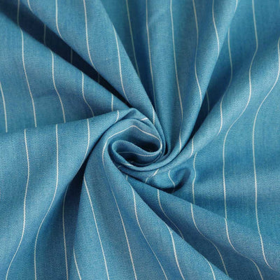 Broadway - Light Jeans Jacquard Stripe Woven Twill Fabric - 1.55m Remnant