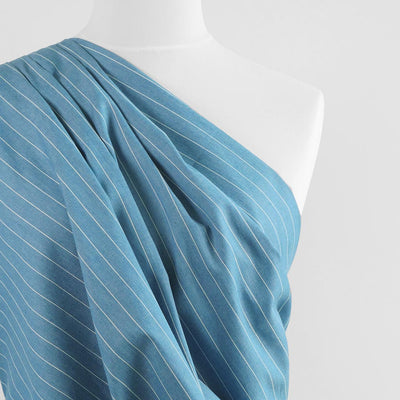 Broadway - Light Jeans Jacquard Stripe Woven Twill Fabric - 1.55m Remnant
