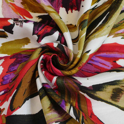 Cali - Red Flower Explosion Silky Viscose Twill Woven Fabric