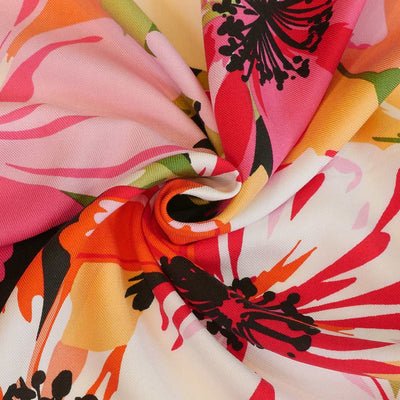 Carmel - Pink Bloom! Viscose Twill Woven Fabric