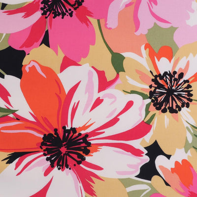 Carmel - Pink Bloom! Viscose Twill Woven Fabric