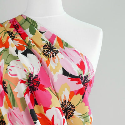 Carmel - Pink Bloom! Viscose Twill Woven Fabric