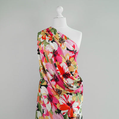 Carmel - Pink Bloom! Viscose Twill Woven Fabric
