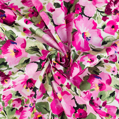 Casablanca - Pink Floria Cotton Elastane Stretch Woven Fabric