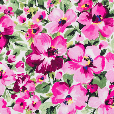 Casablanca - Pink Floria Cotton Elastane Stretch Woven Fabric