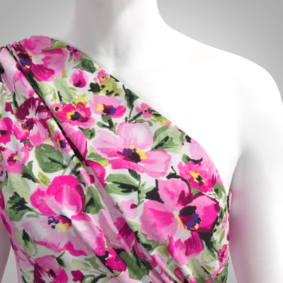 Casablanca - Pink Floria Cotton Elastane Stretch Woven Fabric