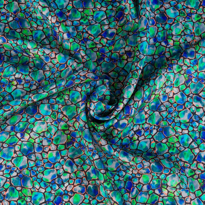 Como - Green Jewel Pebble Viscose Satin Woven Fabric Sample