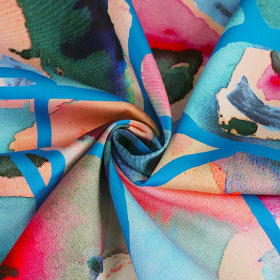 Cotton Satin - Blue Resonate Neon Woven Fabric by Nerida Hansen Detail Swirl Image from Patternsandplains.com