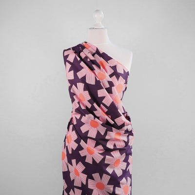 Cotton Voile - Dark Purple Sunny Days Woven Fabric by Nerida Hansen Mannequin Wide Image from Patternsandplains.com