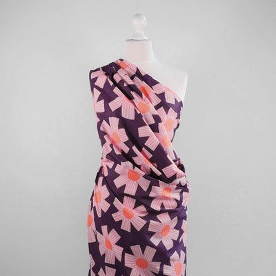 Cotton Voile - Dark Purple Sunny Days Woven Fabric by Nerida Hansen Mannequin Wide Image from Patternsandplains.com