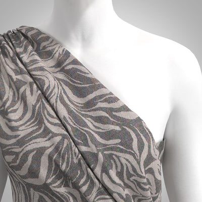 Deia - Black Swirling Leaves Air Flow Viscose and Nylon Woven Fabric