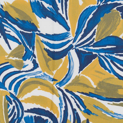 Deia - Blue and Khaki Sunset Foliage Air Flow Viscose and Nylon Woven Fabric