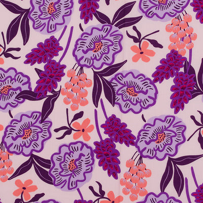 Fine Poplin - Pastel Pink Fresh Flowers Cotton Fine Poplin Woven Fabric