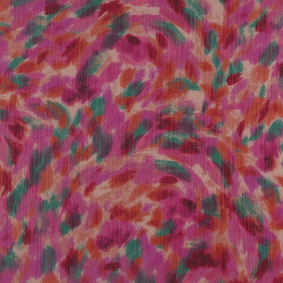 Imari - Fuchsia Blossom Crinkle Chiffon Woven Fabric