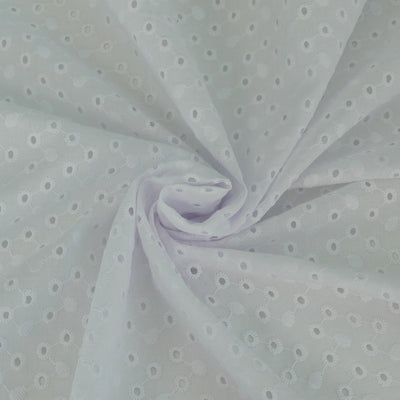 Jodie - White Dots Cotton Broderie Anglaise Woven Fabric