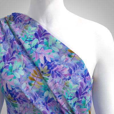 Lecco - Lilac Forest Floor Viscose Woven Satin Fabric
