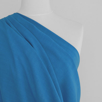 Liege - Island Blue Viscose Linen Silky Noil Woven Fabric - 2.20m Remnant