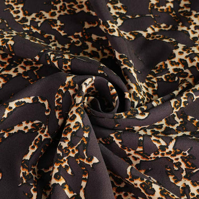 Linz - Brown Leopard Lattice Viscose Woven Twill Fabric - 2.50m Remnant