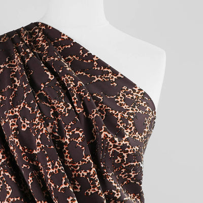 Linz - Brown Leopard Lattice Viscose Woven Twill Fabric Sample