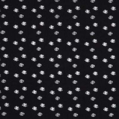 Linz - Ecru on Black Scribble Viscose Woven Twill Fabric