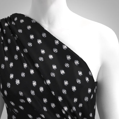 Linz - Ecru on Black Scribble Viscose Woven Twill Fabric