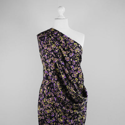 Linz - Purple Specks and Splotches Viscose Woven Twill Fabric Sample