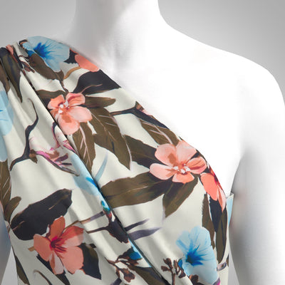 Lizzano 5246 - Nude and Silver Petunia Cotton Sateen Fabric from John Kaldor Sample