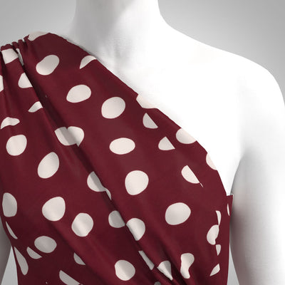 Loreto - Burgundy Red Cirque Polyester Crepe Woven Fabric