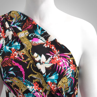 Lyon - Black Leopard Viscose Woven Challis Fabric Sample