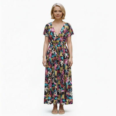 Lyon - Black Leopard Viscose Woven Challis Fabric Sample