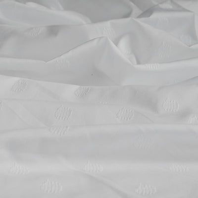 Maisy - White Spot Embroidered Cotton Fabric
