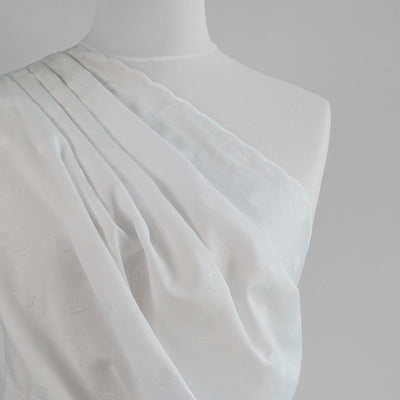 Maisy - White Spot Embroidered Cotton Fabric